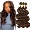 Brown Bundles Human Hair #4 Body Wave Bundles 26 26 26 Inch Unprocessed Virgin Chocolate Brown Body Wave Human Hair Extenisons 50g/Bundle Total 150g view 1