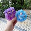 3pcs Girl Bun Cover Snood Hair Net Hair Nets Latin Women Ballet Dance Crochet Snoods With Flower Headwears(Blue) view 2