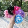 3pcs Girl Bun Cover Snood Hair Net Hair Nets Latin Women Ballet Dance Crochet Snoods With Flower Headwears(Blue) view 4