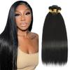 Natural Black Human Hair Bundles #1B Straight Bundles 22 22 22 Inch Black Straight Unprocessed Virgin Human Hair Extensions 50g 3 Bundle view 1