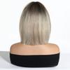 Orbelix Middle Part Hand Tied Short Straight Wigs Human Hair in Grey Brown Highlight Natural Look Real Hair Wig for Women with Baldness (Grey Brown,12 Inch) view 3