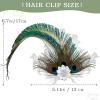 Yokawe Peacock Feather Hair Clip White Flower Costume Headpiece Rhinestone 1920S Bridal Fascinator view 4