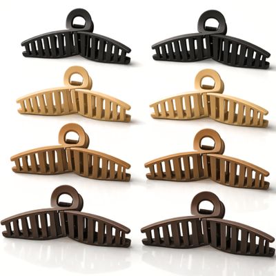 GadgetNestUSA Claw Hair Clips for Women, 8-Pack Large Butterfly Jaw Clamps for Long Curly Hair, Strong Grip Matte Finish, Durable No-Slip Styling Accessories Set