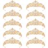 Tihebax 10Pcs Crowns Headbands Tiaras Bulk for Women Girls - Princess Tiara Set with Rhinestones, Sparkling Crowns for Birthday Party, Quinceanera, Wedding (Gold) view 1