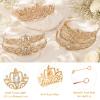Tihebax 10Pcs Crowns Headbands Tiaras Bulk for Women Girls - Princess Tiara Set with Rhinestones, Sparkling Crowns for Birthday Party, Quinceanera, Wedding (Gold) view 3
