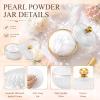 Norme 2 Pcs Extra Large Body Powder Puff and Container 4.13'', White & Gold view 3