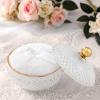 Norme 2 Pcs Extra Large Body Powder Puff and Container 4.13'', White & Gold view 4