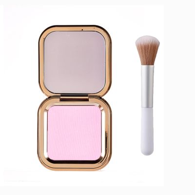8 Shades Silky Powder Blush Palette with Brush - Buildable Shimmering Blush Compact, Contouring Powder for Cheeks, Long-Lasting Luminous Finish, Travel-Friendly with Mirror, 4.6g (#6)