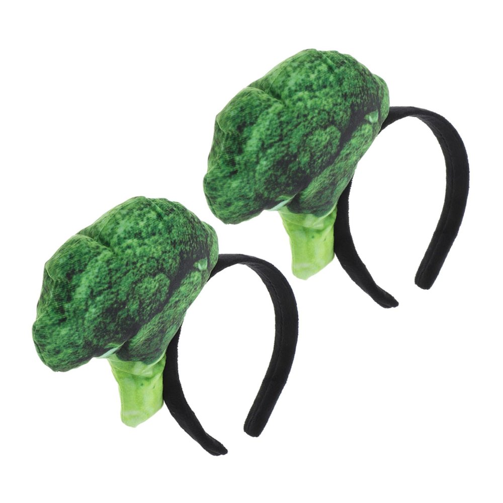 MAJORMENCH 2pcs Vegetable Headbands Broccoli Design Soft Elastic Hairbands for Women Festival Party Cosplay Hair Accessories Holiday Hair Decorations