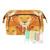 VIGTRO Lion Faces Dripping Cream Quilted Makeup Bag Toiletry Bag Wide Open Cosmetic Bag with Bottles Kit Large Capacity Travel Organizer Pouch for Women view 1