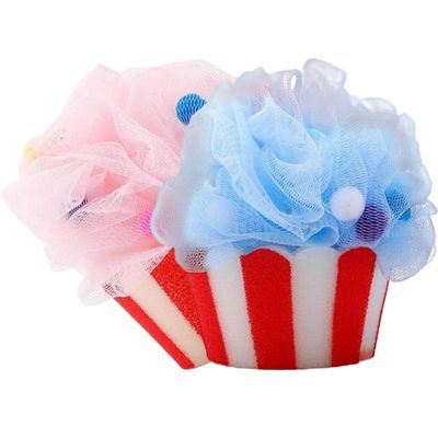 DONFAMDS 2pcs Ice Cream Shower Loofah Mesh Balls, Exfoliating Bath Body Scrubbers for Women, Soft Sponge Shower Accessories for Daily Bathing