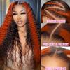 Grace Queen Ginger Orange 9x6 Lace Front Wigs Human Hair Deep Wave Pre Plucked Pre Cut Wear and Go Glueless Wigs Human Hair for Women 9x6 HD Lace Front Curly Human Hair Wig Brazilian Hair 30Inch view 2