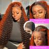 Grace Queen Ginger Orange 9x6 Lace Front Wigs Human Hair Deep Wave Pre Plucked Pre Cut Wear and Go Glueless Wigs Human Hair for Women 9x6 HD Lace Front Curly Human Hair Wig Brazilian Hair 30Inch view 3