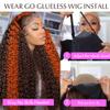 Grace Queen Ginger Orange 9x6 Lace Front Wigs Human Hair Deep Wave Pre Plucked Pre Cut Wear and Go Glueless Wigs Human Hair for Women 9x6 HD Lace Front Curly Human Hair Wig Brazilian Hair 30Inch view 4