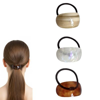 3Pcs Acetic Acid Semi-Arc Ponytail Cuffs Hair Ties Women Decor Solid Color