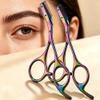 Eyebrow Scissors with Comb, 2-in-1 Professional Eyebrow Trimmer with Comb, Stainless Steel Precision Brow Grooming Scissors for Women and Men, Easy and Even Trimming Tool (Rainbow Titanium, 2pcs) view 1