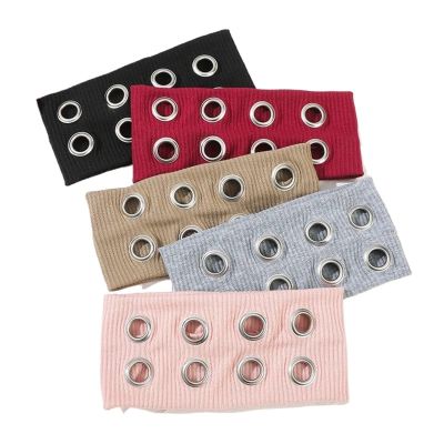 Yiodauh Hollow Out Eyelet Headband 4pcs Metal Hollowed Out Eyelets Fabric Headband For Women Men Wide Elastic Hair Band(Pink)