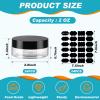 Dandat 24 Pcs 2/4/6/8/10/12oz Plastic Clear Jar Container with Black Lid and Label, Empty Round PET Cosmetic Jars for Cream, Body Butter, Balm, Salve, Travel (2oz, Clear Jar with Black Lid) view 2