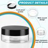 Dandat 24 Pcs 2/4/6/8/10/12oz Plastic Clear Jar Container with Black Lid and Label, Empty Round PET Cosmetic Jars for Cream, Body Butter, Balm, Salve, Travel (2oz, Clear Jar with Black Lid) view 3
