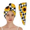 DXTKWL Hair Wrap for Women, Sunflower Plaid Absorbent Quick Dry Hair Wrap Towels with Elastic Loop, Soft Hair Towels Turban for Wet Curly Long Hair view 1