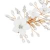 Gold Handmade White Ceramic Flower Hair Clip, Pearl Crystal Hair Piece view 2