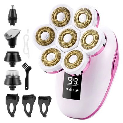 Electric Razors for Women, 7D Electric Shaver for Women, 5 in 1 Lady Shavers, Wet/Dry Bikini Trimmer for Women, Rechargeable Facial Hair Removal, Painless Face Razor for Arms Legs Armpit Pubic Area