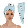 DXTKWL Hair Wrap for Women, Cute Animal Cow Pattern Absorbent Quick Dry Hair Wrap Towels with Elastic Loop, Soft Hair Towels Turban for Wet Curly Long Hair view 1