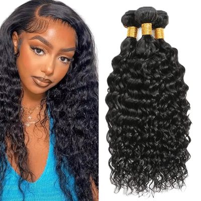 #1B Bundles Human Hair Water Wave Human Hair Bundles NerriHou 18 20 22 Inch Brazilian Virgin Hair Natural Black Water Wave Bundle Human Hair Extensions 3 Bundle 150 Gram