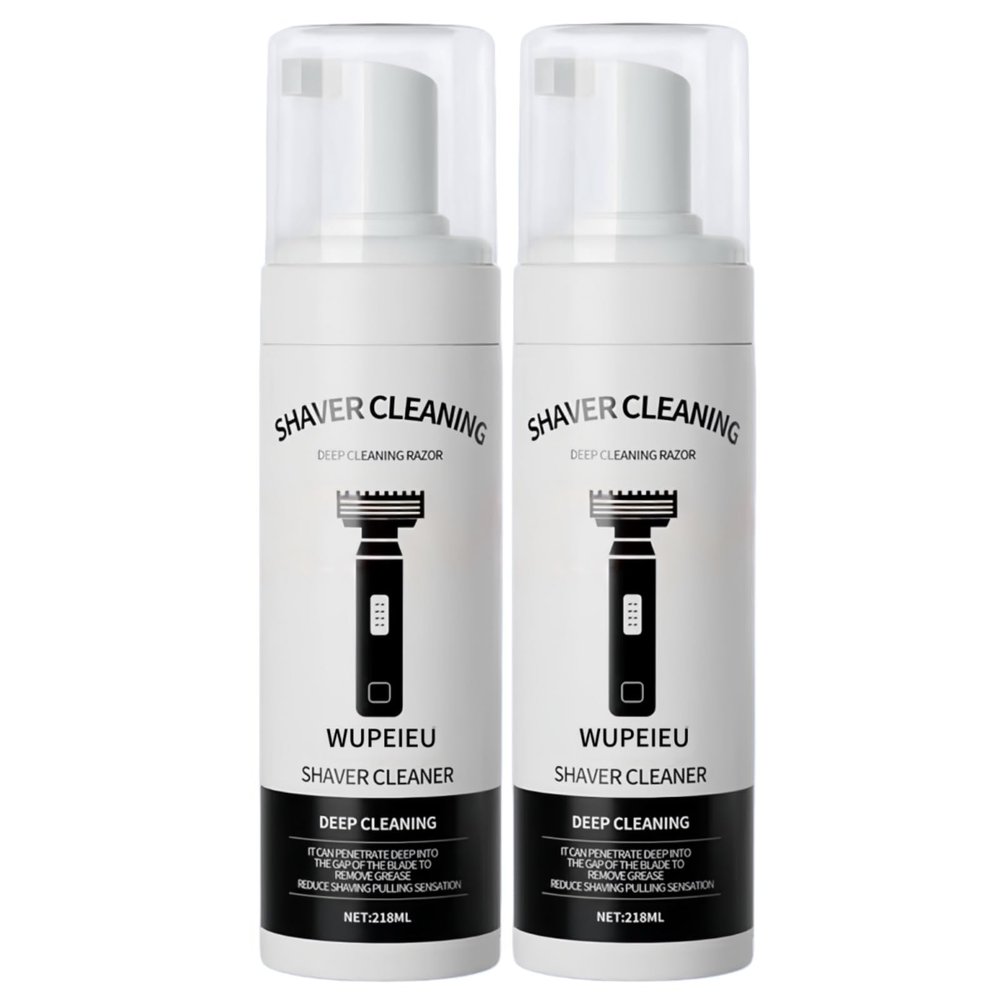 wupeieu 218ml Razor Cleaning Fluid Compatible With Philips S3000 5000 7000 8000 9000 SeriesCleans Your Shaver, Removes Residual Hair & Skin Particles(2PCS)