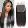 7x7 Closure Transparent Lace Closure Straighte 100% Brazilian Virgin Remy Human Hair Natural Hairline High Density 10A Pre Plucked with Baby Hair Natural Black Color 14 Inch view 1