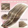 Butterfly Weft Hair Extensions Human Hair Platinum Blonde Balayage Hair Extensions Butterly Weft with Micro Beads 18 Inch 100G Ash Brown with Blonde Highlights OVO Wefts Extension Human Hair for DIY view 3