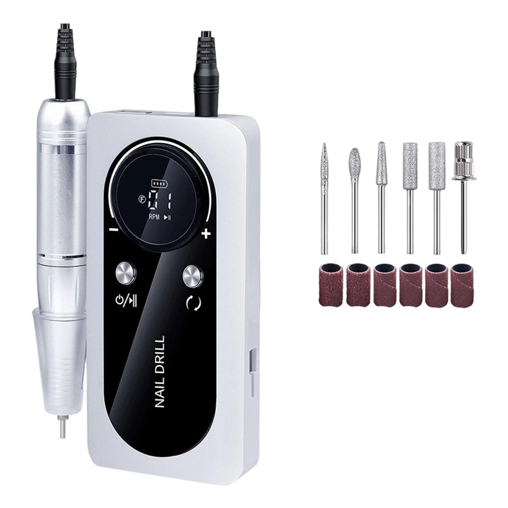 Nail Drill Kit , Professional Cordless Nail Drill , Electric Nail Buffer , Rechargeable Beginner Nail Drills Kit for Efficient Cuticle Removal and Trimming At Home Salon or Personal Use