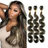 Honey Blonde Human Hair Bundles P1B27 Highlight Body Wave Bundles 22 24 26" view 1