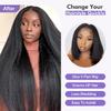 LOVFIR V Part Kinky Straight Wig Human Hair 180% Density Glueless Upgrade U Part Wig No Leave Out Yaki Straight VPart Human Hair Wigs for Women Beginner Friendly Natural Color 18 Inch view 2