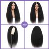 LOVFIR V Part Kinky Straight Wig Human Hair 180% Density Glueless Upgrade U Part Wig No Leave Out Yaki Straight VPart Human Hair Wigs for Women Beginner Friendly Natural Color 18 Inch view 3