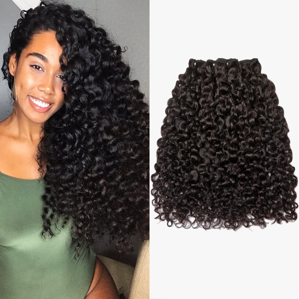 ASHINE Hair Bundles Messy Burmese Curly 3 Bundles Tight Curly Burmese Human Hair 20 22 24 Inch, Minimal Shedding Quick Weave Natural Black