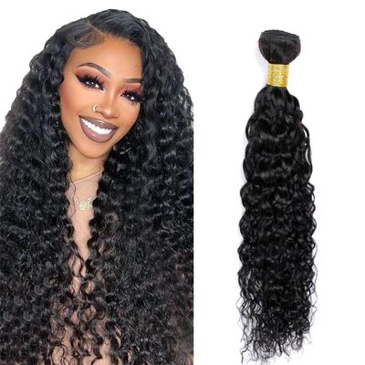Peenoll 20 Inch Water Wave Human Hair Bundles Natural Black Wet and Wavy Single One Bundles Human Hair Unprocessed Brazilian Virgin Quick Weave Hair Extension for Black Women