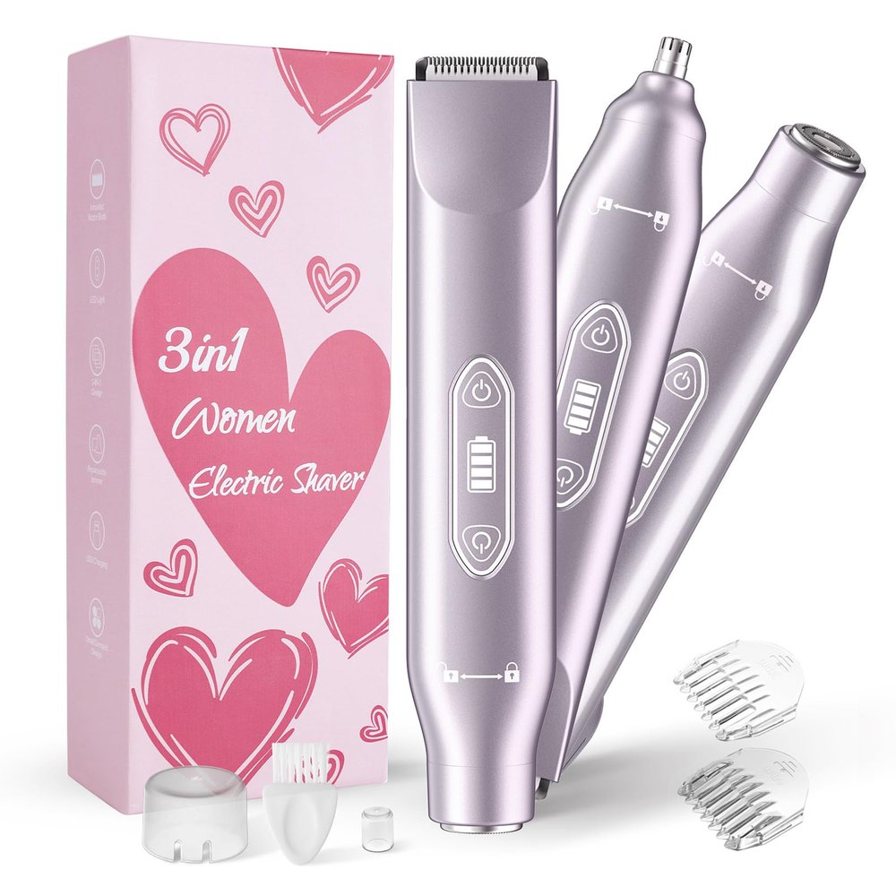 Sakerplus Bikini Trimmer for Women Electric Hair Trimmer for Women, Bikini Trimmer for Women, Electric Razors, Face Shaver, Portable Bikini Shaver for Body, Facial & Sensitive Areas (Purple)