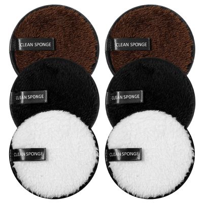 6Pcs Reusable Cotton Pads, Shimmeroo Reusable Cotton Rounds Makeup Remover Pads Double-Sided Facial Cleansing Puffs Round Make up Remover Pad for All Skin Types