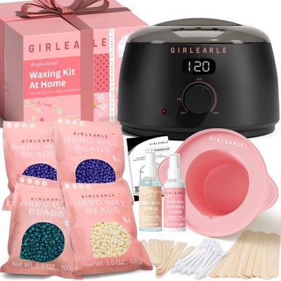 GIRLEARLE Black and Pink Digital Waxing Kit for Women and Men Nose & Ear