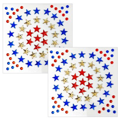 114Pcs 4th of July Star Face Gems Patriotic Star Face Jewels Self-Adhesive Red Blue Stars Jewel Stickers Face Rhinestones Stickers Women Independence Day Accessories for Face, Body, Hair