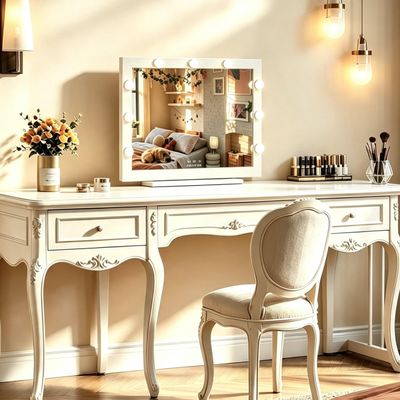WONSTART Vanity Mirror with Lights, 21.6'' X 15.7'' Hollywood Lighted Mirror with 14 LED Bulbs, Mirror with Lights for Makeup Desk, 3 Color Modes, Smart Touch Control, Tabletop or Wall Mounted (White)