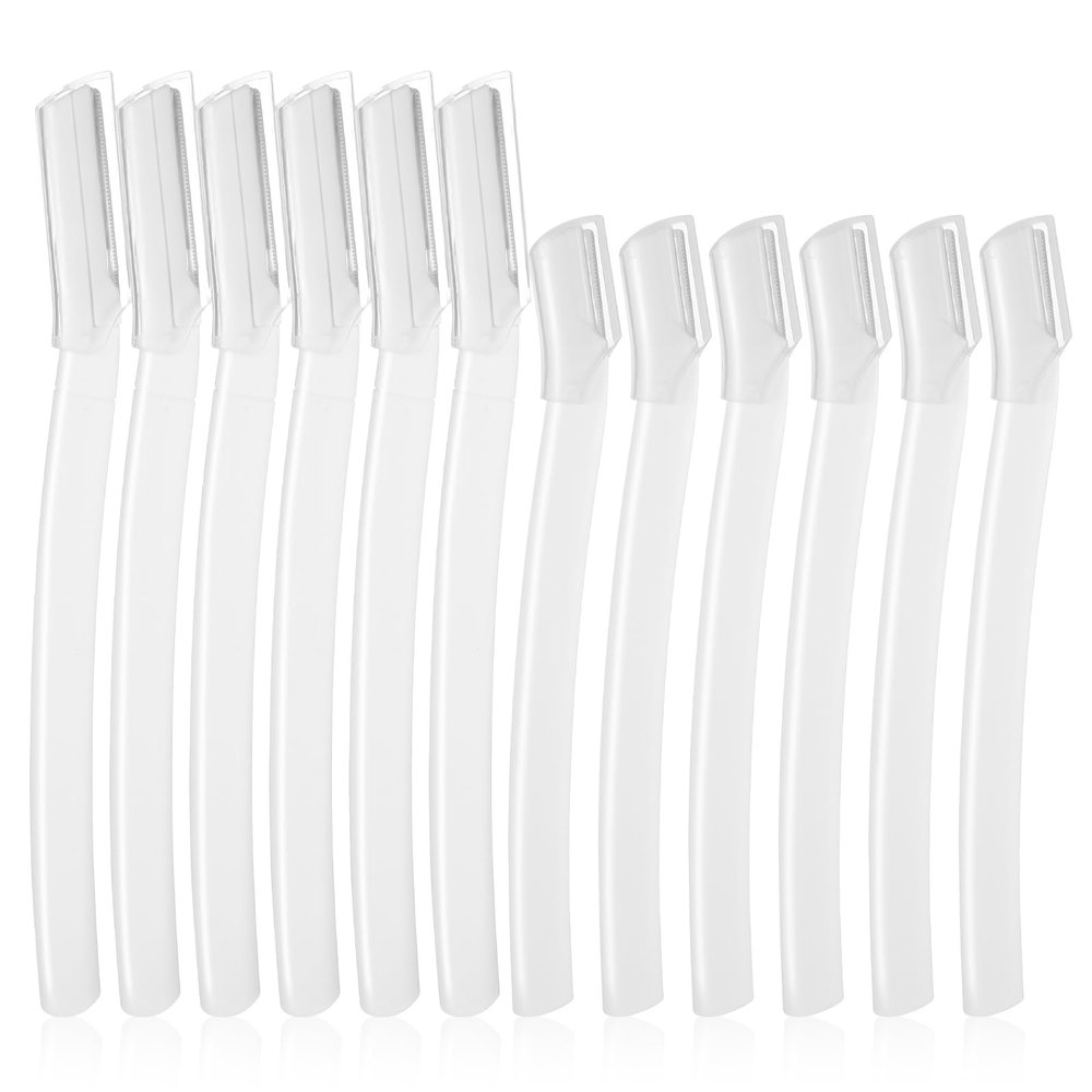 Hadnves 12 PCS Face Razors for Women Exfoliating Dermaplaning Tool Stainless Steel Eyebrow Razor with Storage Case Multipurpose Facial Hair Removal Blades Gentle Skin Exfoliation Peach Fuzz