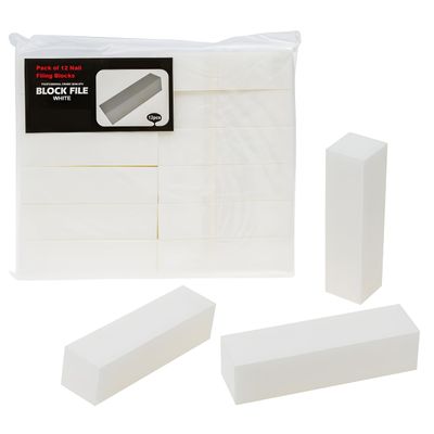 12 Pack Nail Buffer Block, 4 Sided Nail File Sanding Blocks for Natural & Acrylic Nails, Medium Grit 150, Washable & Reusable Buffing Blocks for Manicure & Pedicure (White)