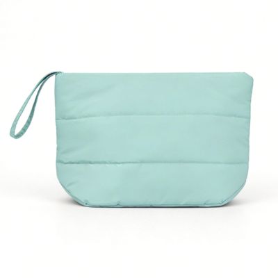 RIZGHWOY Makeup Bag Travel Toiletry Bag Puffy Cosmetic Pouch Quilted Soft Case with Nylon for Women Girls Mothers Day Gift (Blue)