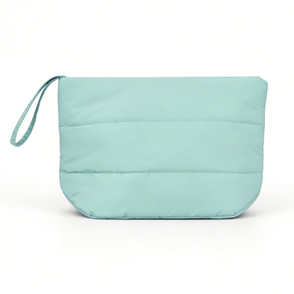 RIZGHWOY Makeup Bag Travel Toiletry Bag Puffy Cosmetic Pouch Quilted Soft Case with Nylon for Women Girls Mothers Day Gift (Blue)