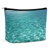 VstaDank Blue Aqua Pool Water Makeup Bag Large Capacity Trave Cosmetic Bag for Purse Cute Handheld Makeup Bag with Zipper Portable Skincare Pouch Coin Purse for Women Trips view 1