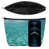 VstaDank Blue Aqua Pool Water Makeup Bag Large Capacity Trave Cosmetic Bag for Purse Cute Handheld Makeup Bag with Zipper Portable Skincare Pouch Coin Purse for Women Trips view 3
