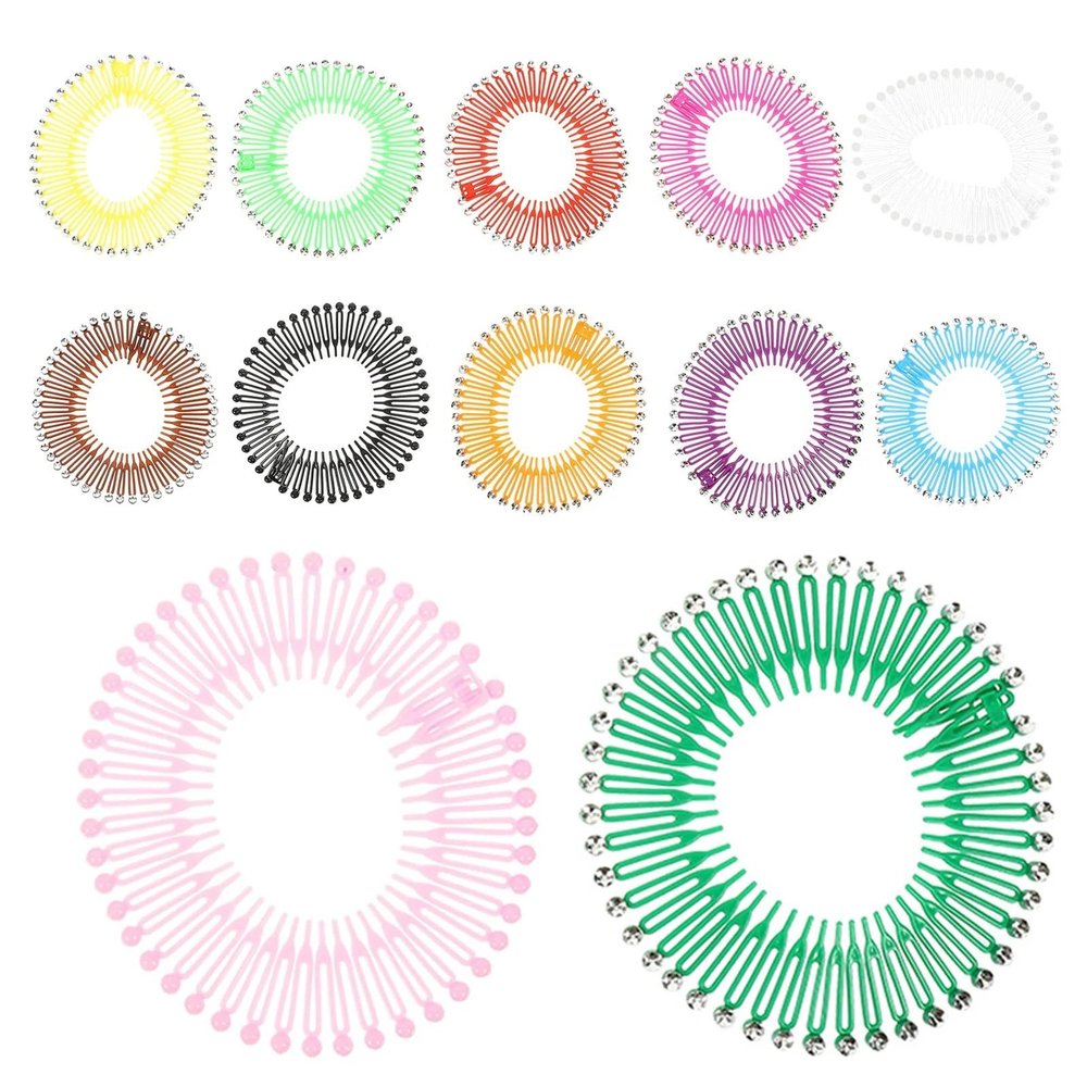 Yiodauh Stretch Comb Headband 24Pcs Stretch Hair Comb Headband Full Circular Tooth Elastic Wrap Hairband Holder