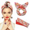 Yiodauh Wire Headbands for Women 4Pcs Bohemia Fashion printing knotted headbands Hair Ribbon Metal Wire Scarf Hairband Girls accessories for Women Gifts(Color 9) view 3